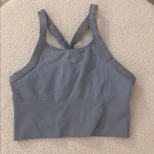 ALO Yoga Ribbed Blue Sports Bra